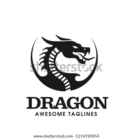 creative circle dragon head logo vector concept	