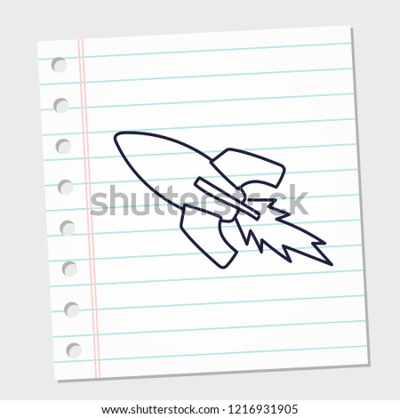 design image icon rocket with paper background. vector illustration