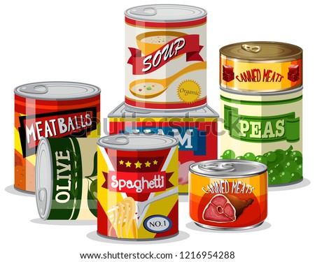 Set of tin food illustration