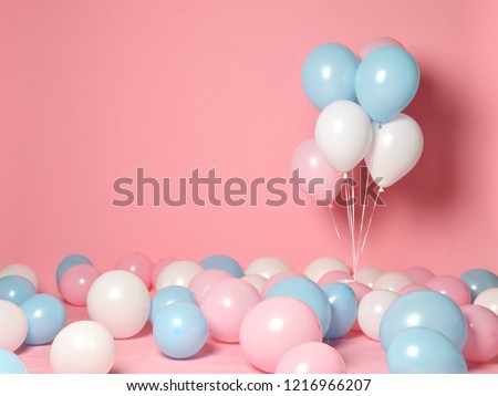 Helium inflatable latex panel color light blue pink white balloons background for decorations on birthday wedding corporative party 