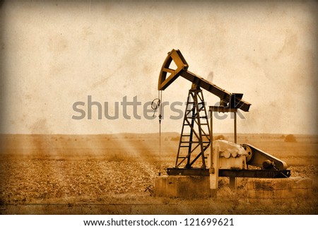Oil Pump in the Bulgaria, Balkans.Photo in old image style.