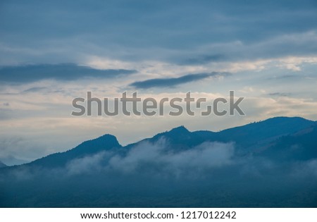 Landscape of Mountain with morning light and clouds,Nature background.