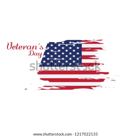 Veteran day label with the flag of United States. Vector illustration design