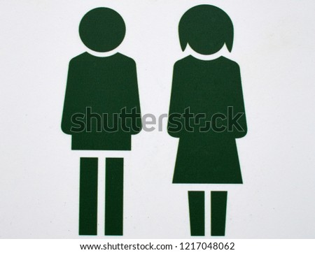 Public restroom toilet WC sign man and woman in green on white background