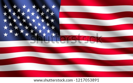 Waving flag of United States. Flag America. Vector illustration of  United States 3D icon Royalty-Free Stock Photo #1217053891