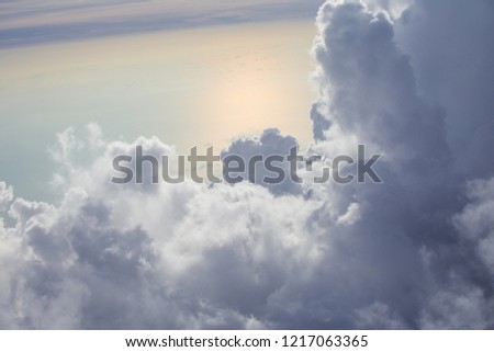 beautiful of cloud on sky take photo on plane. subject is blurred.