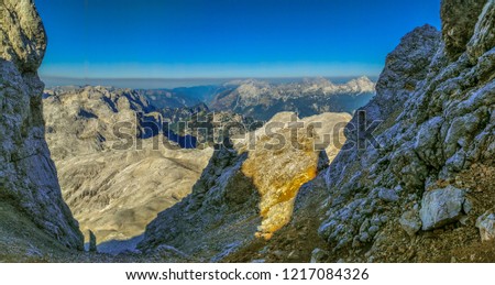Landscape picture of mountains in Triglav national park in Slovenia.
