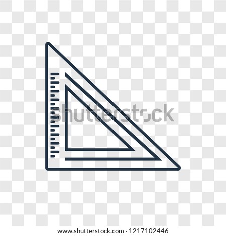 Triangle Ruler concept vector linear icon isolated on transparent background, Triangle Ruler concept transparency concept in outline style