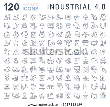 Set of vector line icons of industrial 4.0 for modern concepts, web and apps. Royalty-Free Stock Photo #1217113129