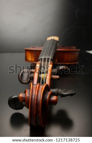 Violin close up isolated on black background Limited depth of field
