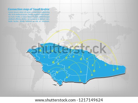 Modern of Saudi Arabia Map connections network design, Best Internet Concept of Saudi Arabia map business from concepts series, map point and line composition. Infographic map. Vector Illustration.