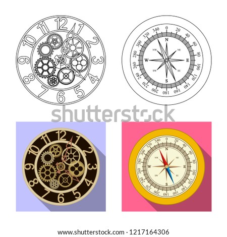 Isolated object of clock and time sign. Set of clock and circle stock symbol for web.