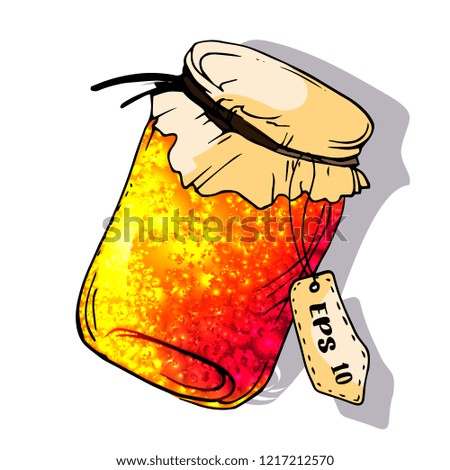 unusual jam jar isolated on white background, vector design, hand drawing