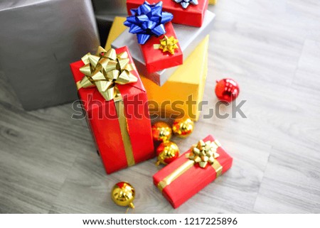 Christmas gift boxes with decorations,Christmastime celebration and Happy new year.