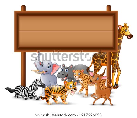 The animals and blank sign wood