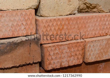 Brick close up. Background brick. Different bricks. Red brick