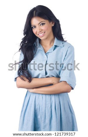 Young business woman on white  background