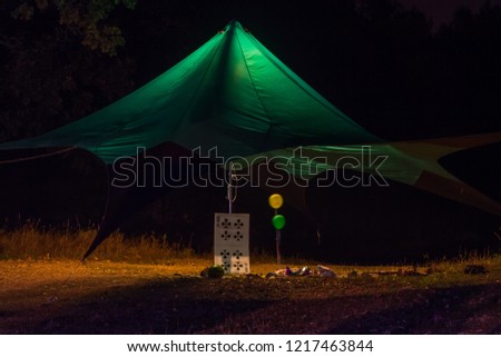 Deserted night camping tent