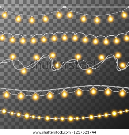 Set of glowing Christmas lights. Christmas garland lights. Decoration for christmas holiday and new year. Brushes festive strands of Christmas lights