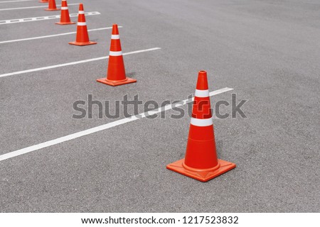 Traffic cones in parking lots