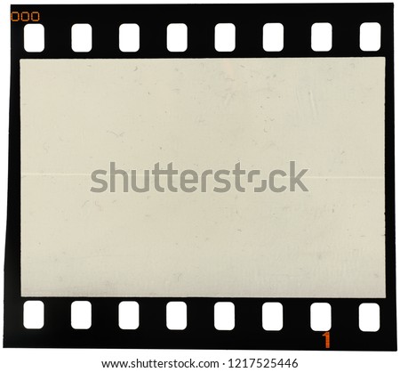 Real high res macro photo of old 35mm film strip with a big scratch over the image area, place your picture here to make it look aged and retro