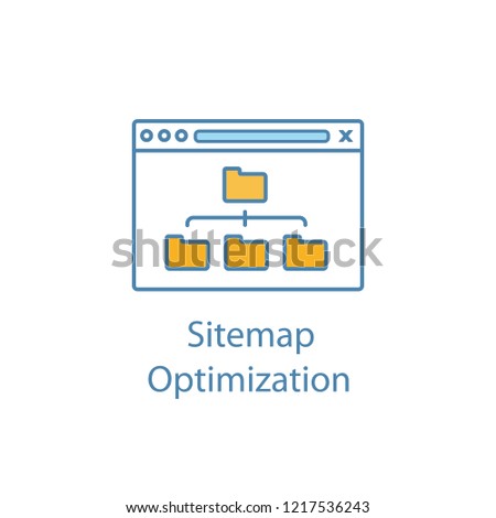 Sitemap optimization color icon. Site content organization. Web site map optimization. SEO. Data organization. XML sitemap. Isolated vector illustration