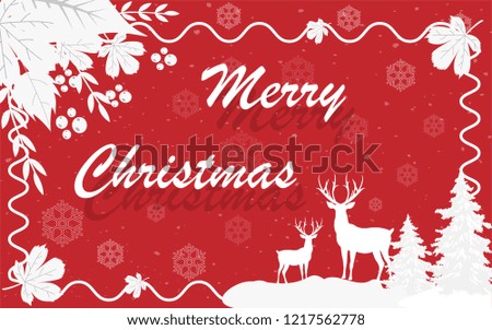 Christmas on background with winter landscape with snowflakes, light, stars. Merry Christmas card. Vector Illustration