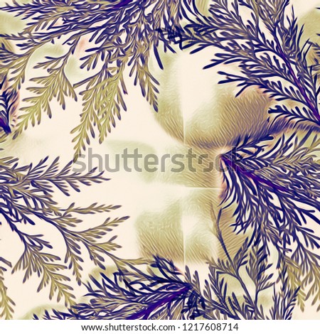 Twigs seamless pattern. Watercolor background. Hand painted illustration.