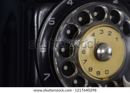 Old Soviet dialing telephone dial, closeup