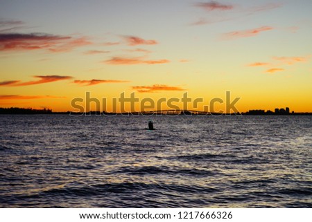 Sun set of south beach of Miami in Florida