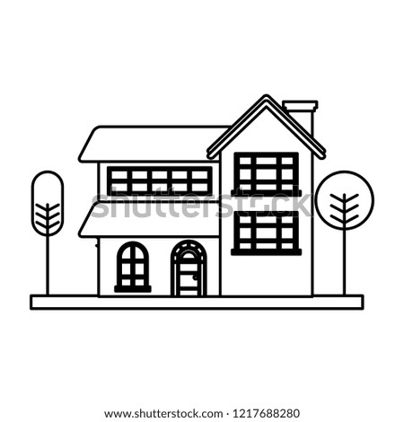 house with trees on white background