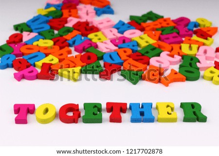 The word together with colored letters