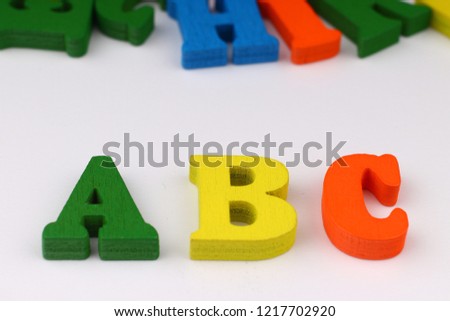 The word abc with colored letters