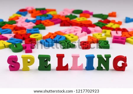 The word spelling with colored letters