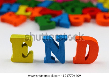 The word end with colored letters