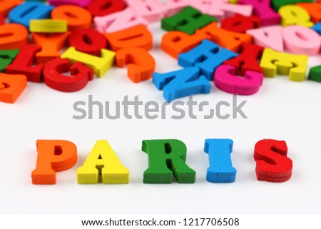 The word paris with colored letters