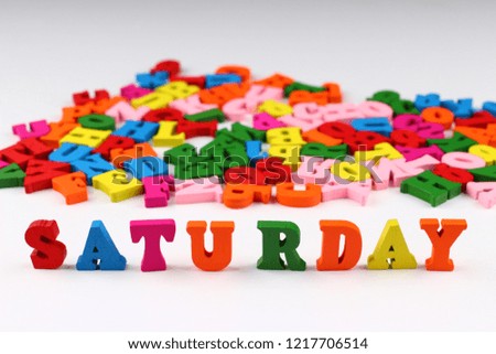 The word saturday with colored letters