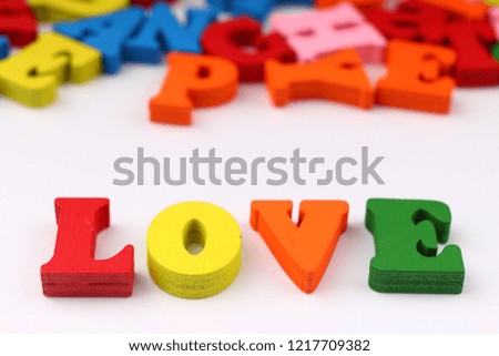 The word love with colored letters