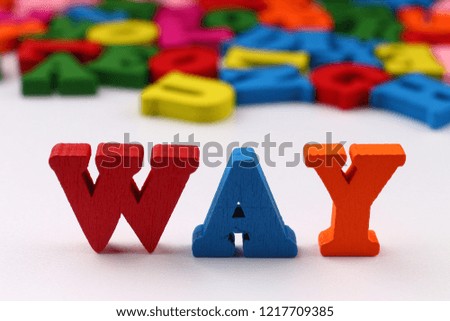 The word way with colored letters