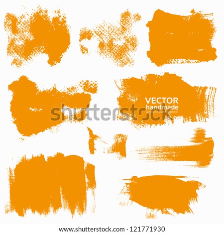 Abstract orange vector set backgrounds draw by brush and ink