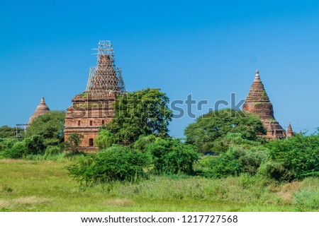 Several small temples in Bagan, Myanmar