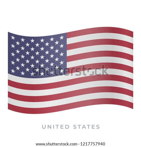 United States waving flag vector icon. National symbol of United States. Vector illustration isolated on white.