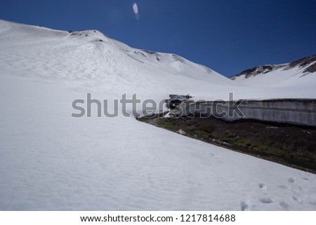 snowy mountain landscape near nevados de Chillan in Chile, South America