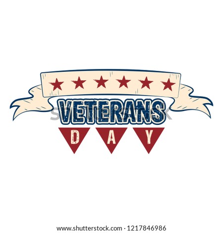 Isolated retro veteran day label. Vector illustration design