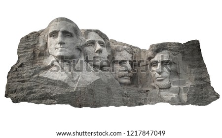 Mount Rushmore National Memorial in South Dakota (USA) isolated on white background Royalty-Free Stock Photo #1217847049