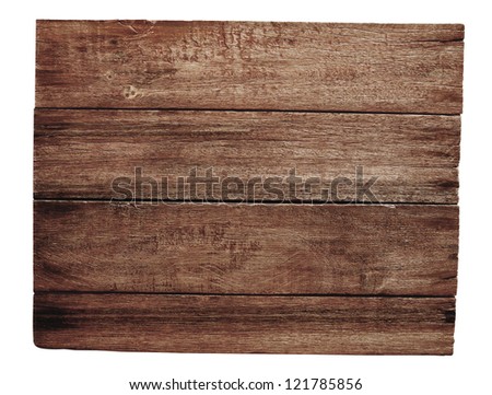 old wooden signboard isolated on white