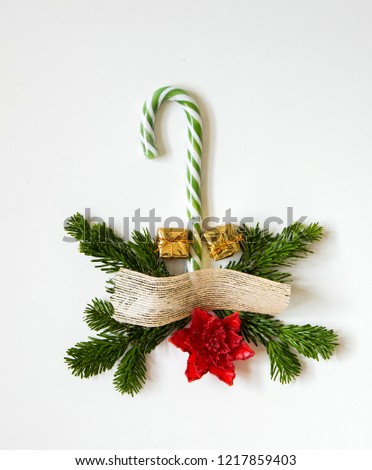 merry christmas decoration card with candy cane