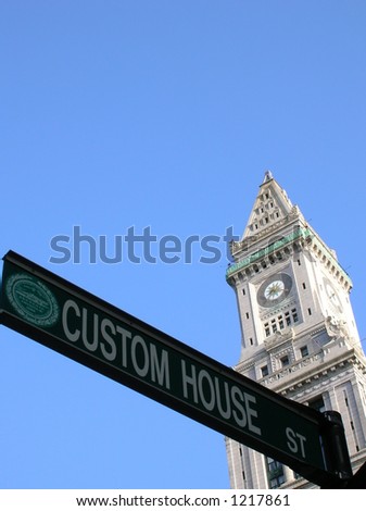 Boston Custom House street sign.