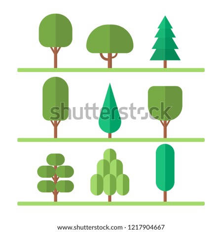 Set of Trees Flat Design