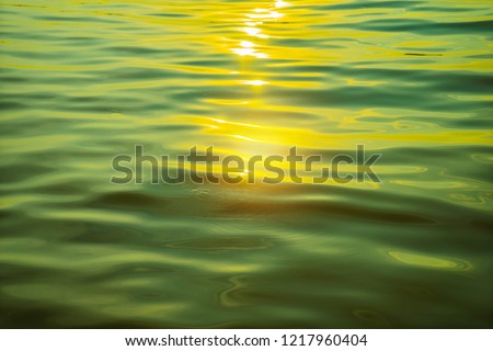 Colorful shiny green yellow tone ripple design river water surface, reflection, abstract natural freeform wave pattern background, sparkle screen, theme template. 